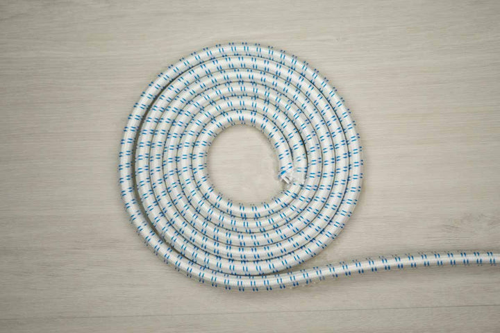 Donaghys 10mm - White/Blue FLK Shock Cord / Bungee Cord (By-the-meter)