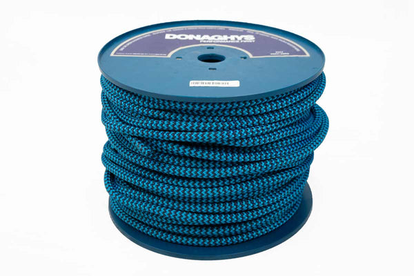 Rope Central Rope and Twine 8mm x 100m Aqua/Navy Double Braided Polyester Rope