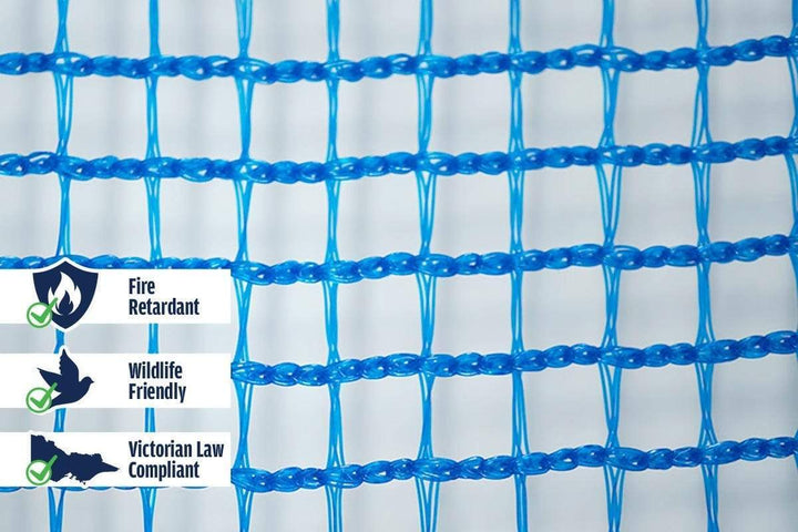Quatra Bird Netting Blue Cross Weave Netting 105GSM : 50m x 5m with Fire Retardant