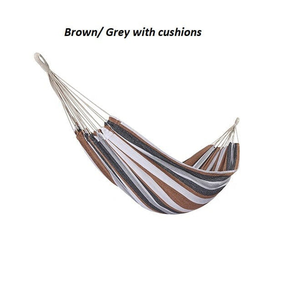 shadematters.com.au Hammocks Brown / Grey Stripe Hammock with Cushions