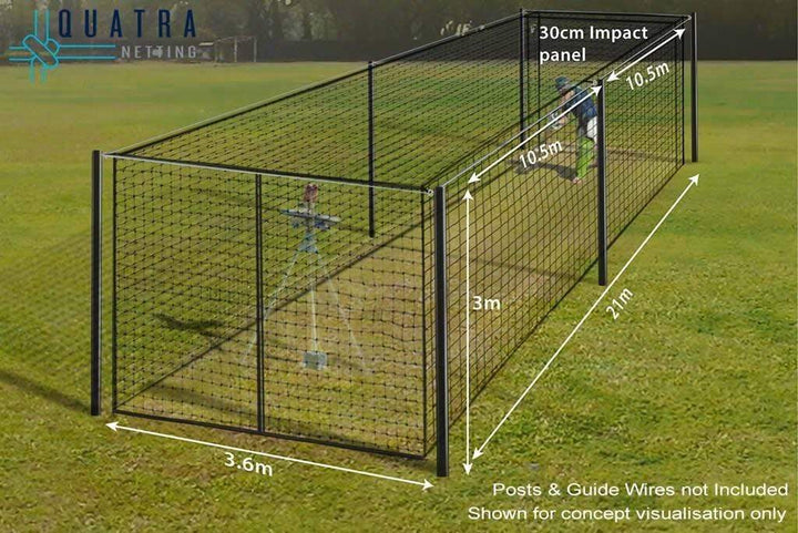 Quatra Sports Netting Cricket Cage Fully Enclosed 21m x 3.6m