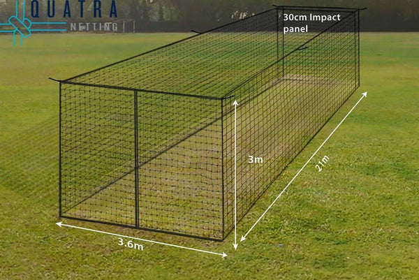 Quatra Sports Netting Sports Cage Fully Enclosed 21m x 3.6m - Net Only